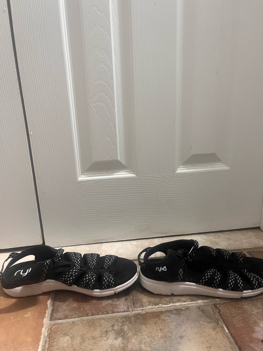 Ryka Black and White Womans’ Athletic Sandals